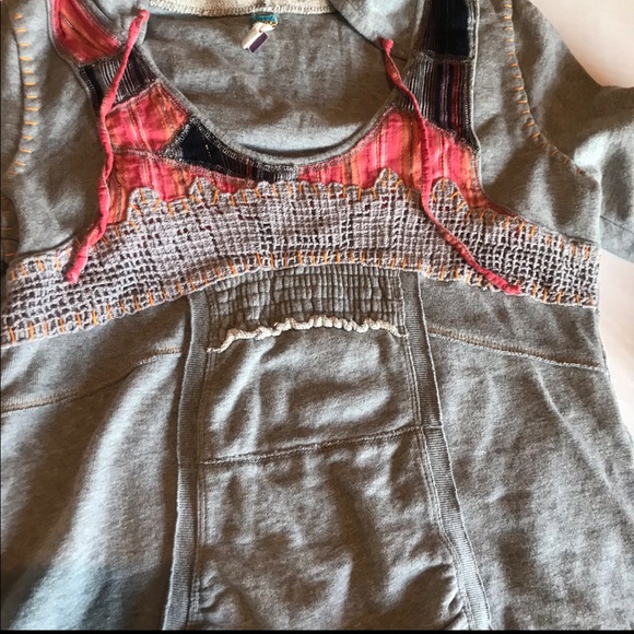Free People Hoodie | Patch Work | Grey | L - Picture 3 of 5
